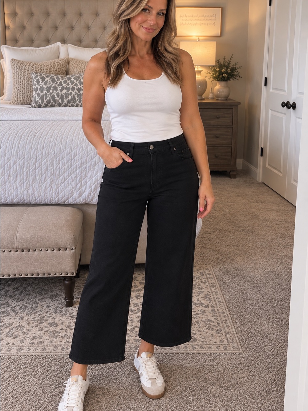 J. Crew High-Rise Wide Leg Jeans in Black
